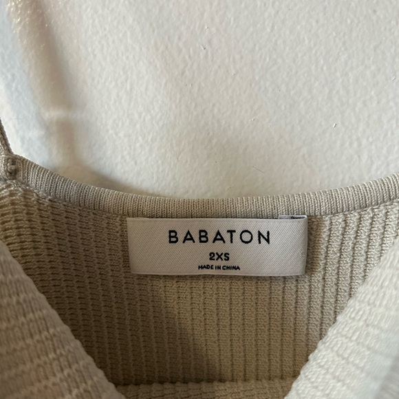 Babaton Cream Ribbed Mini Dress - Picture 2 of 3